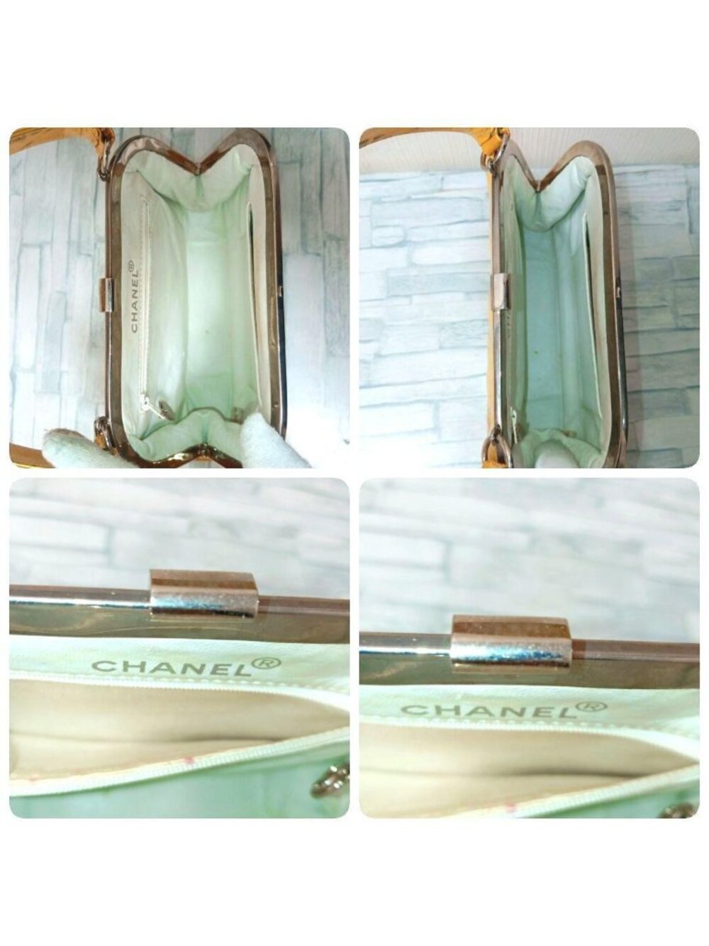 ★SOLD★ Chanel Quilted Handbag Enamel Yellow Kiss Lock Silver - Picture 7 of 10